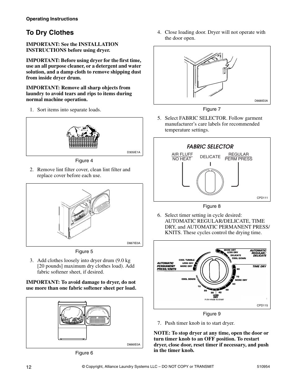 To dry clothes | Kleenmaid LEK37A Version 510954R5 User Manual | Page 14 / 24