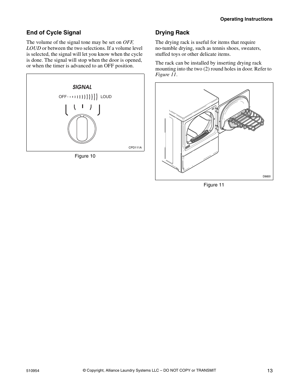 End of cycle signal drying rack, End of cycle signal, Drying rack | Kleenmaid LEK37A Version 510954R5 User Manual | Page 15 / 24