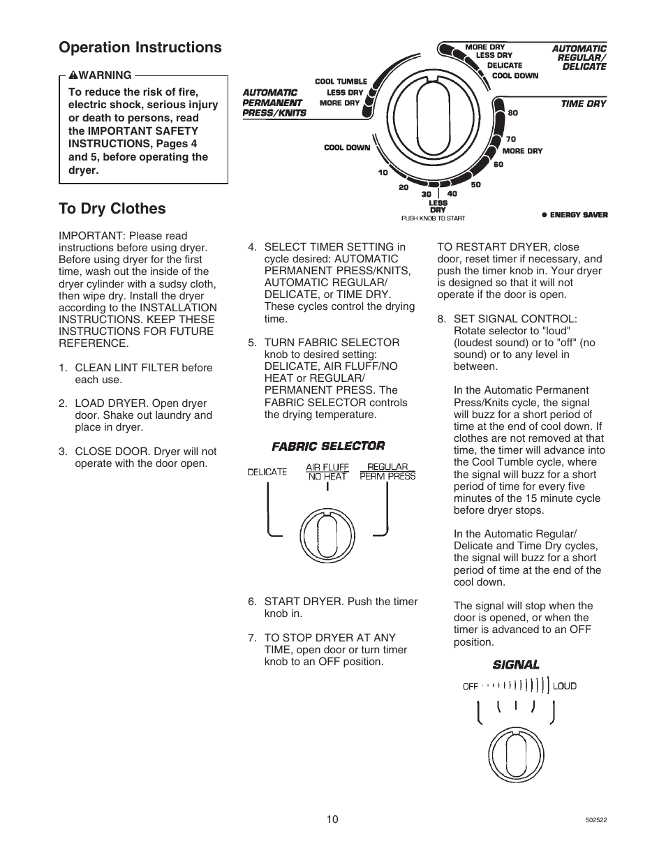 Operation instructions | Kleenmaid KED597-4350 User Manual | Page 10 / 19