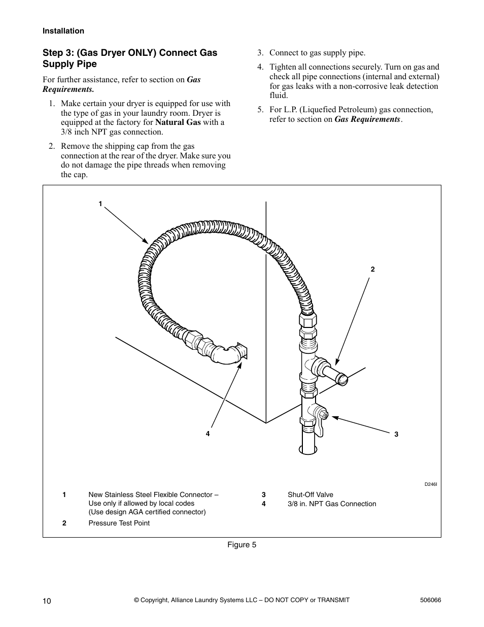 Step 3: (gas dryer only) connect gas supply pipe | Kleenmaid LEK37A Version 506066R4 User Manual | Page 12 / 32