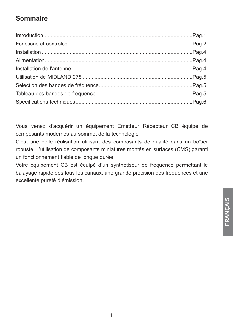 Sommaire | MIDLAND 278 User Manual | Page 25 / 56