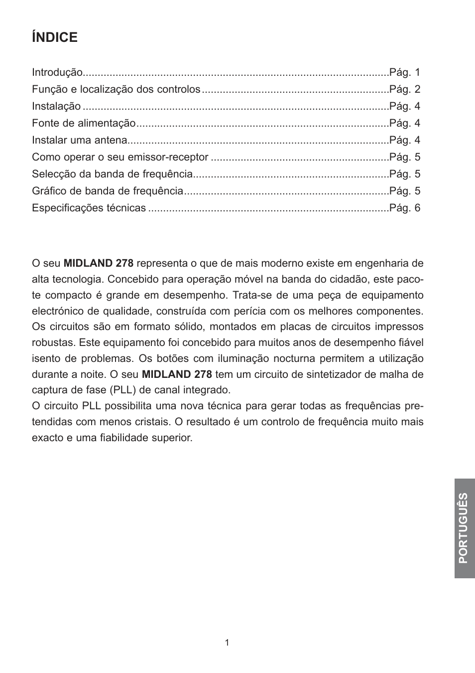 Índice | MIDLAND 278 User Manual | Page 31 / 56