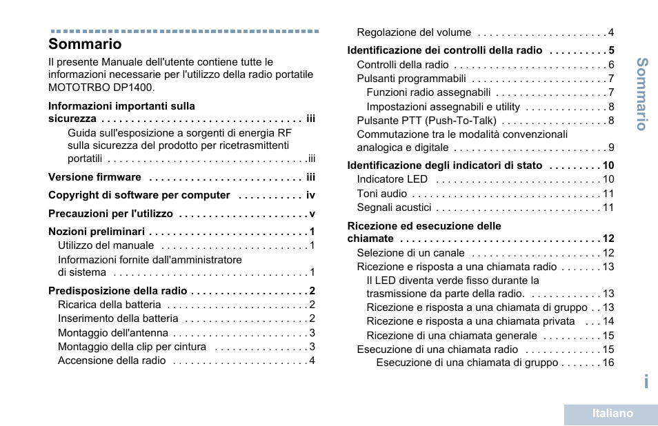 Italiano | Motorola DP 1400 User Manual | Page 135 / 402