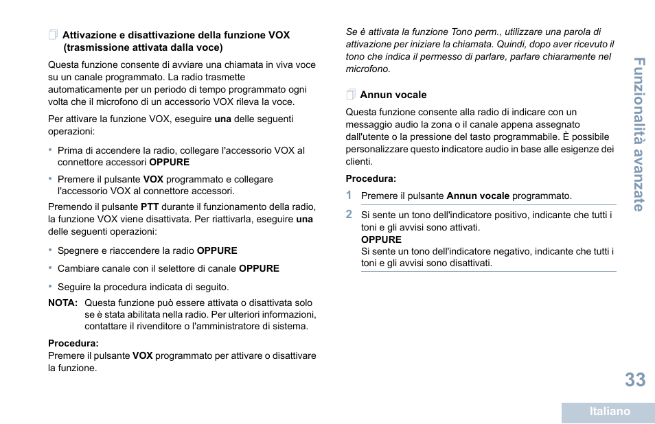 Annun vocale, Funzional ità ava nza te | Motorola DP 1400 User Manual | Page 173 / 402