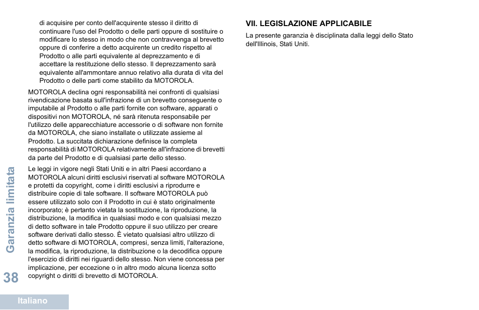 Vii. legislazione applicabile | Motorola DP 1400 User Manual | Page 178 / 402