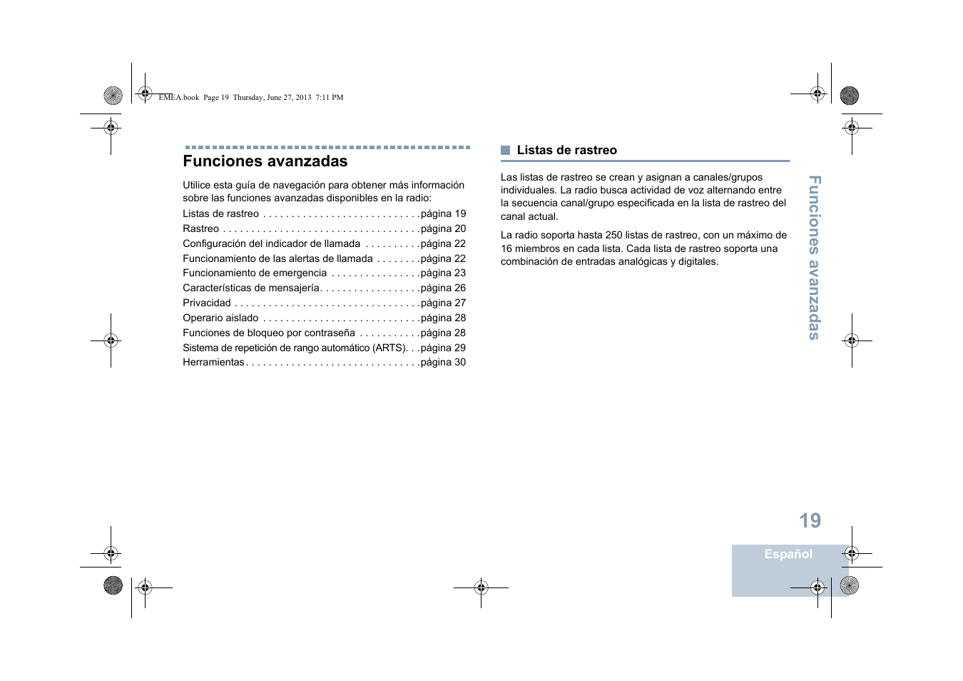 Funciones avanzadas, Listas de rastreo | Motorola DP 1400 User Manual | Page 203 / 402