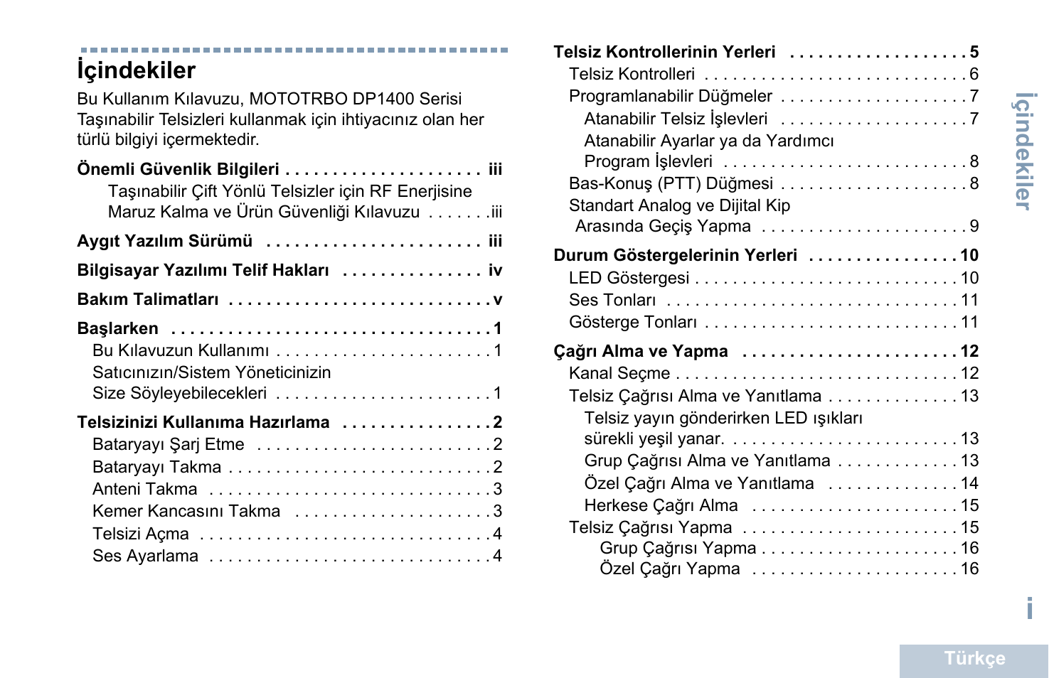 Türkçe | Motorola DP 1400 User Manual | Page 221 / 402