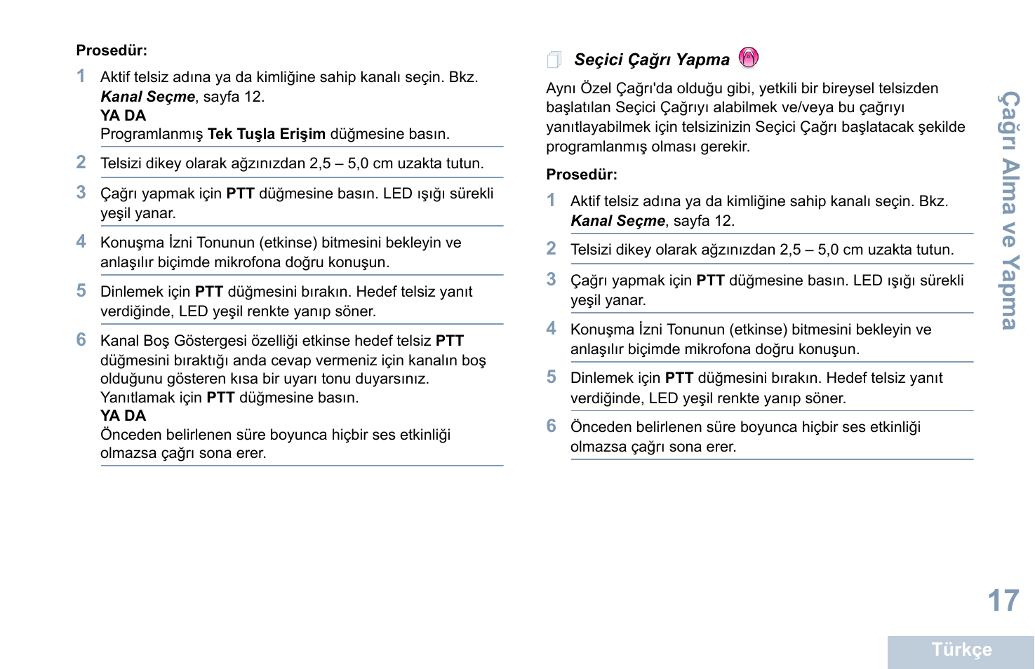 Seçici çağrı yapma | Motorola DP 1400 User Manual | Page 243 / 402