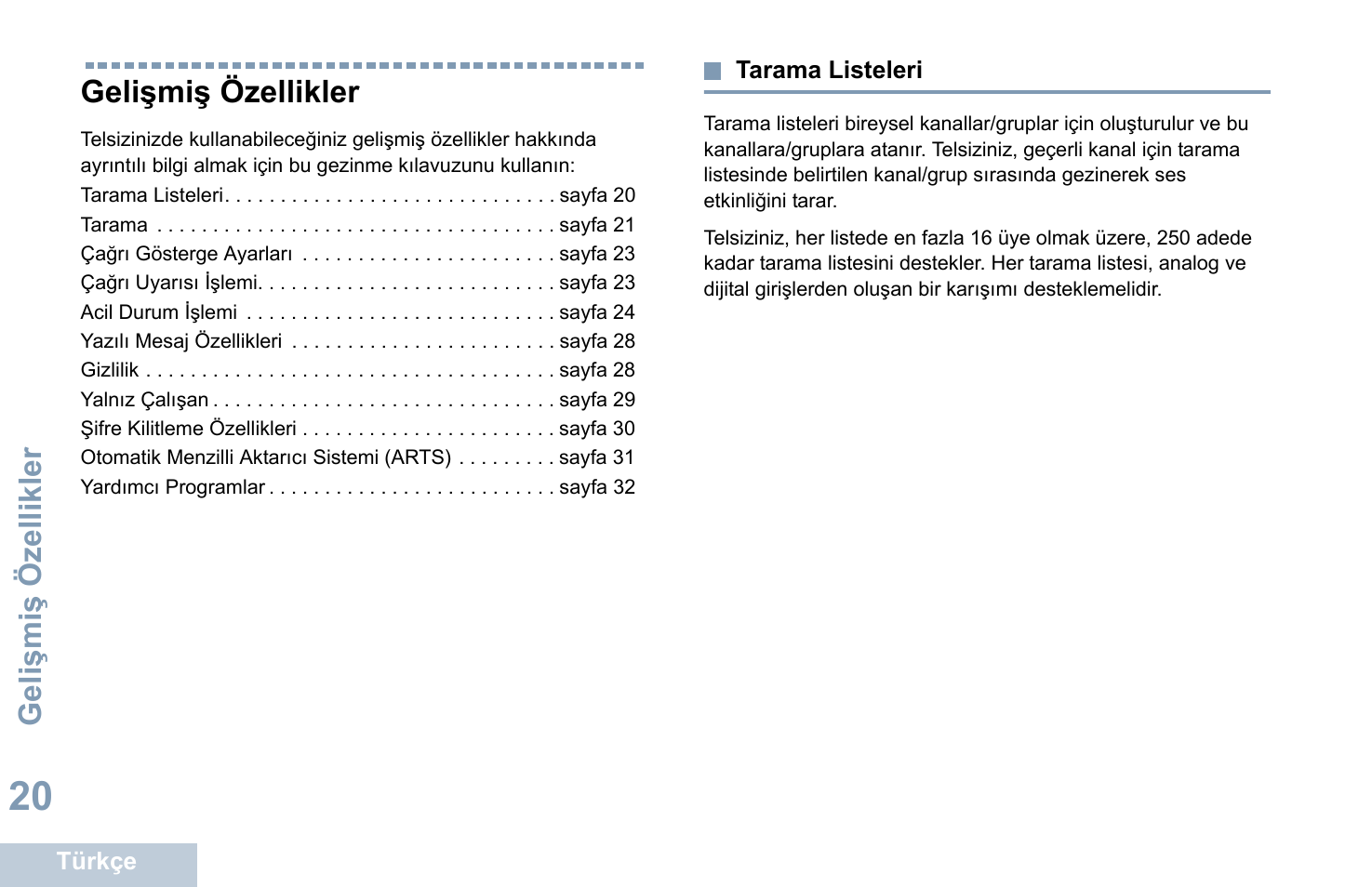 Gelişmiş özellikler, Tarama listeleri | Motorola DP 1400 User Manual | Page 246 / 402