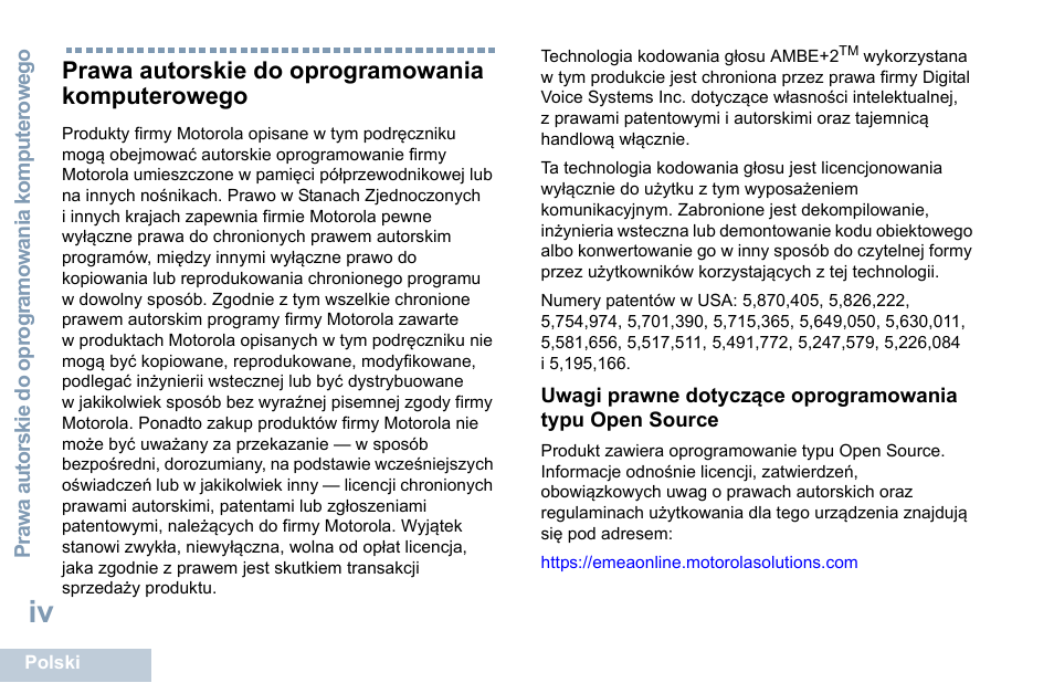 Prawa autorskie do oprogramowania komputerowego | Motorola DP 1400 User Manual | Page 268 / 402