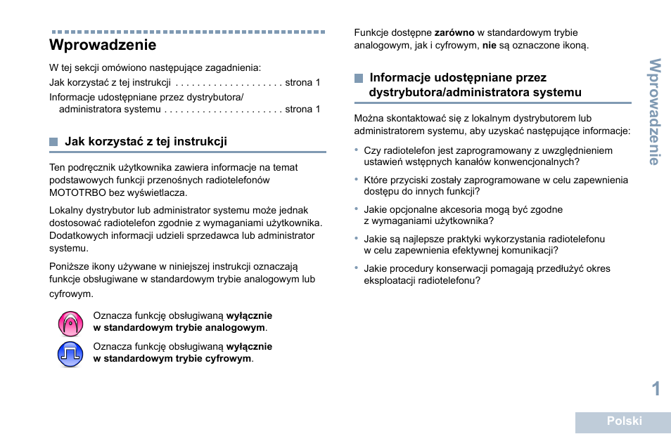 Wprowadzenie, Jak korzystać z tej instrukcji | Motorola DP 1400 User Manual | Page 271 / 402