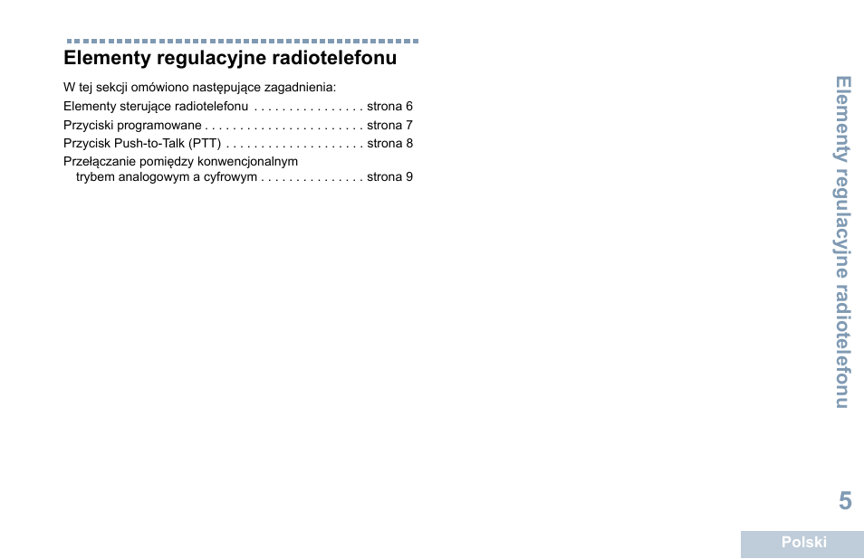 Elementy regulacyjne radiotelefonu | Motorola DP 1400 User Manual | Page 275 / 402