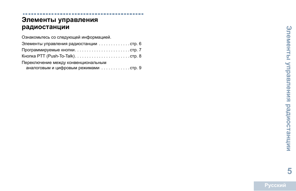 Элементы управления радиостанции | Motorola DP 1400 User Manual | Page 319 / 402