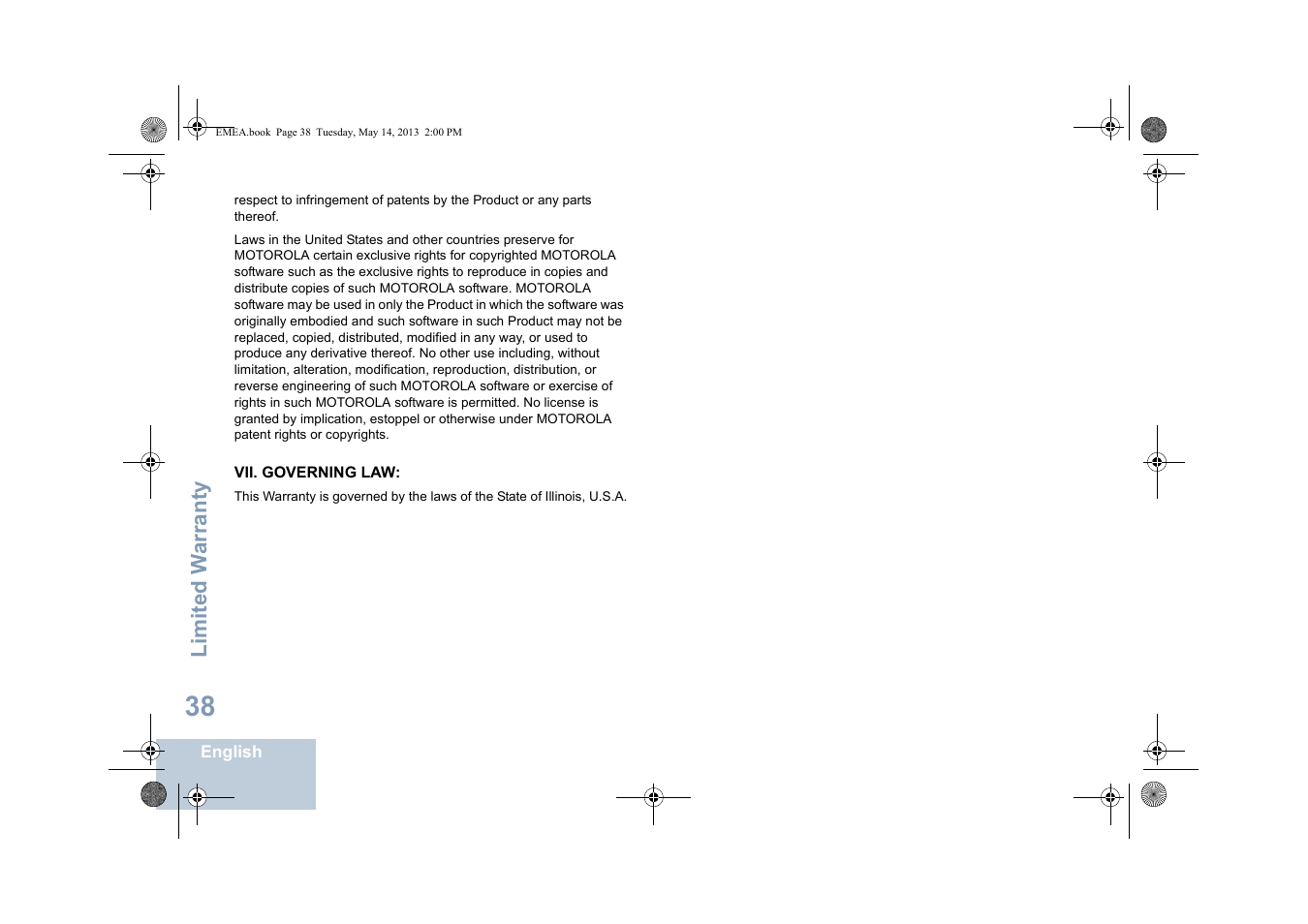 Vii. governing law | Motorola DP 1400 User Manual | Page 46 / 402