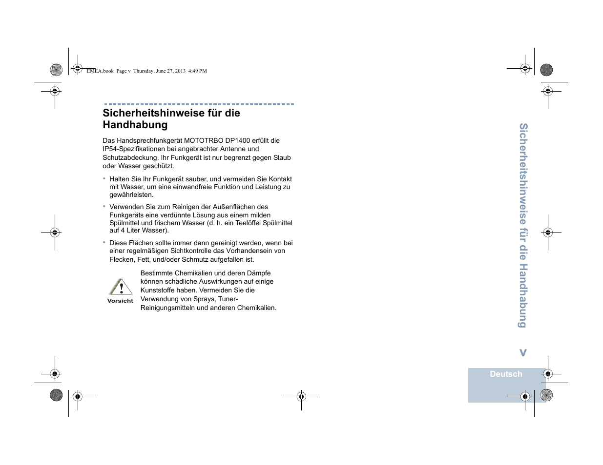 Sicherheitshinweise für die handhabung | Motorola DP 1400 User Manual | Page 51 / 402