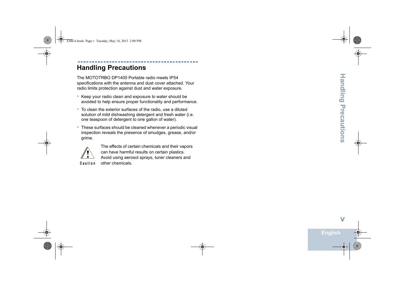 Handling precautions | Motorola DP 1400 User Manual | Page 7 / 402