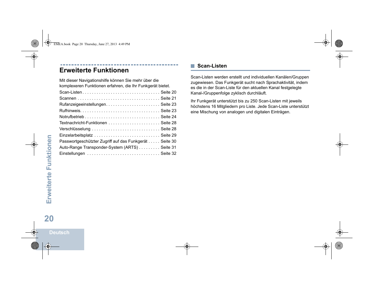 Erweiterte funktionen, Scan-listen | Motorola DP 1400 User Manual | Page 72 / 402