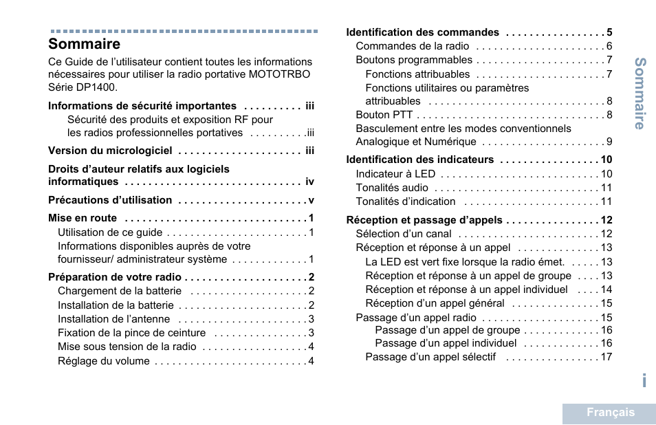 Français | Motorola DP 1400 User Manual | Page 91 / 402