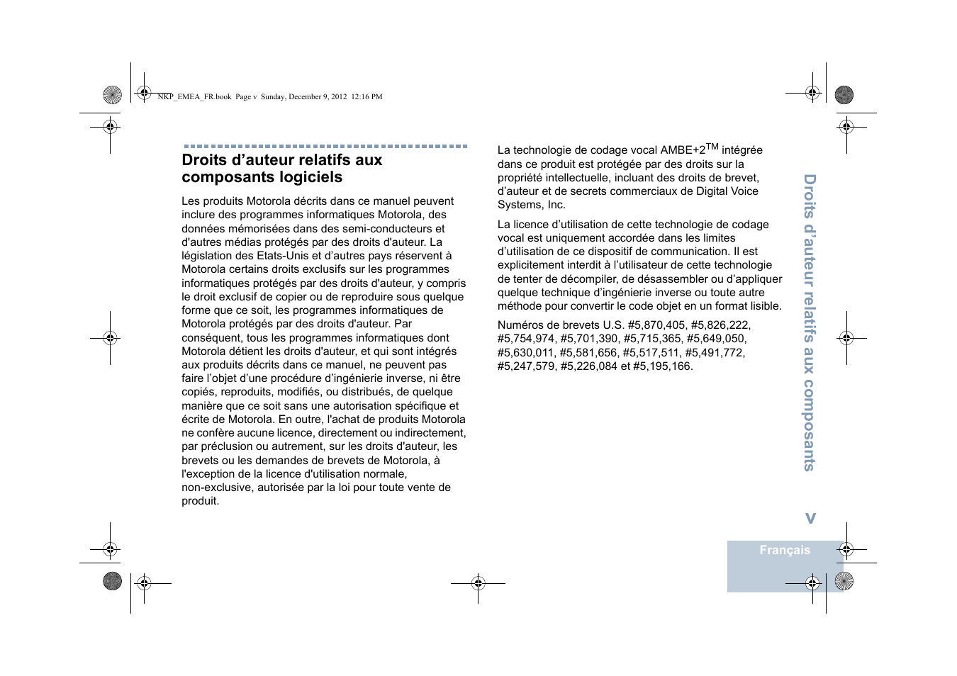 Droits d’auteur relatifs aux composants logiciels | Motorola DP 2400 User Manual | Page 111 / 472