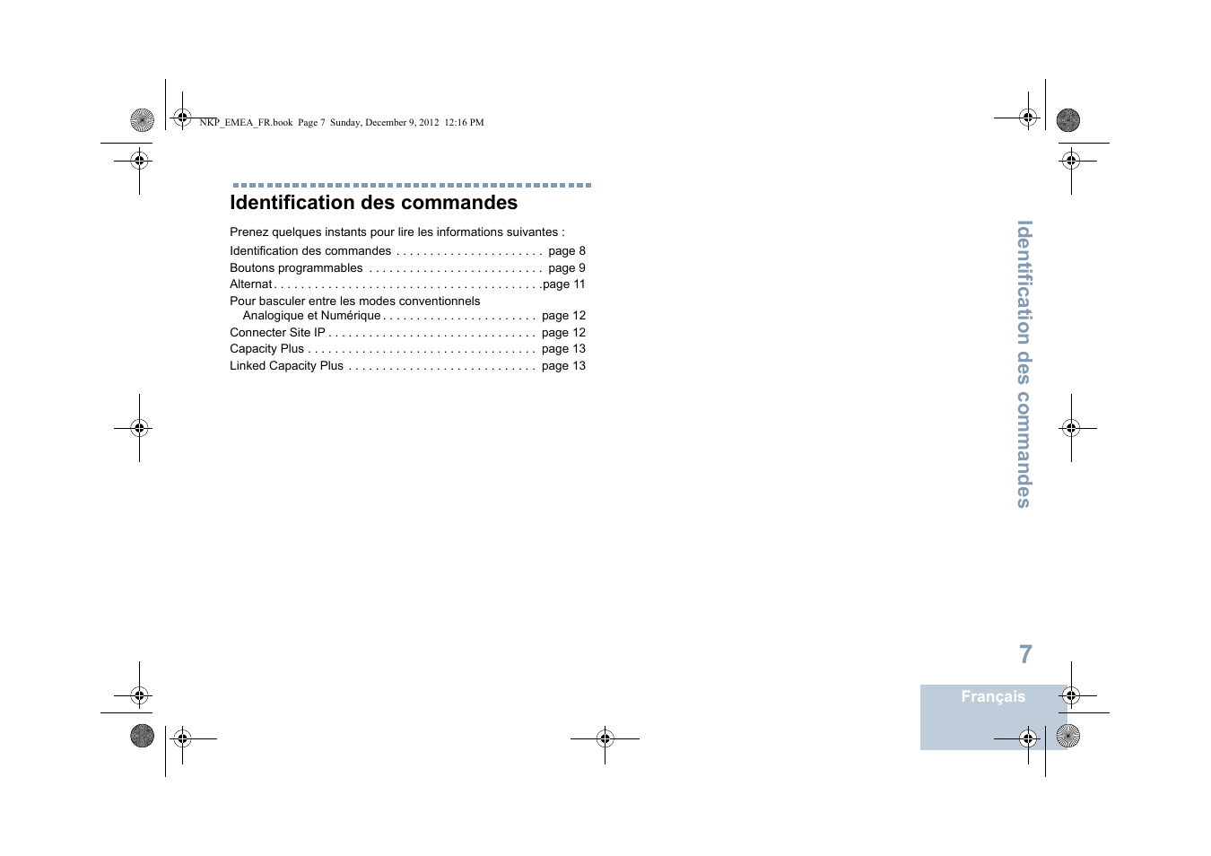 Identification des commandes | Motorola DP 2400 User Manual | Page 119 / 472