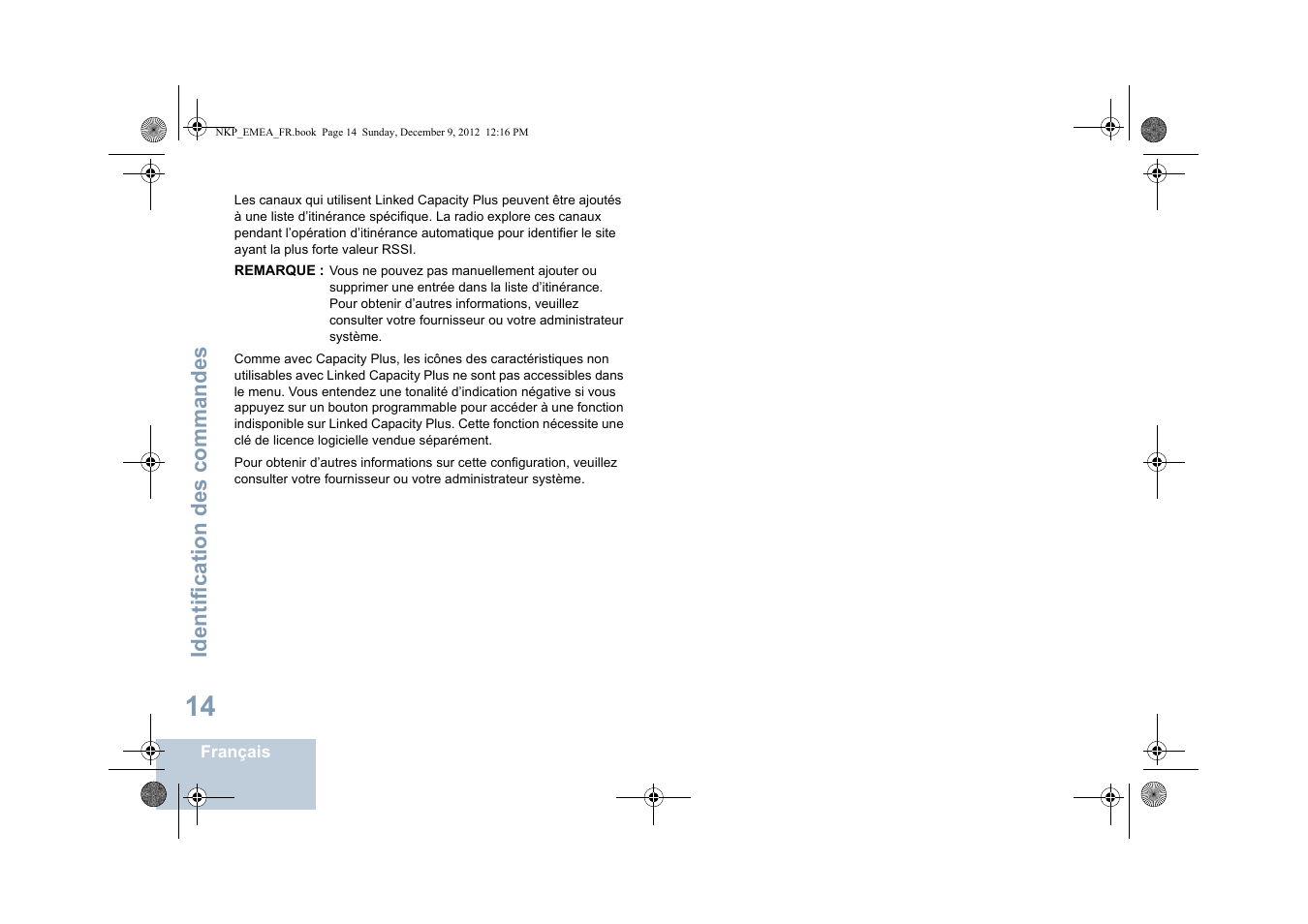 Identification des commandes | Motorola DP 2400 User Manual | Page 126 / 472