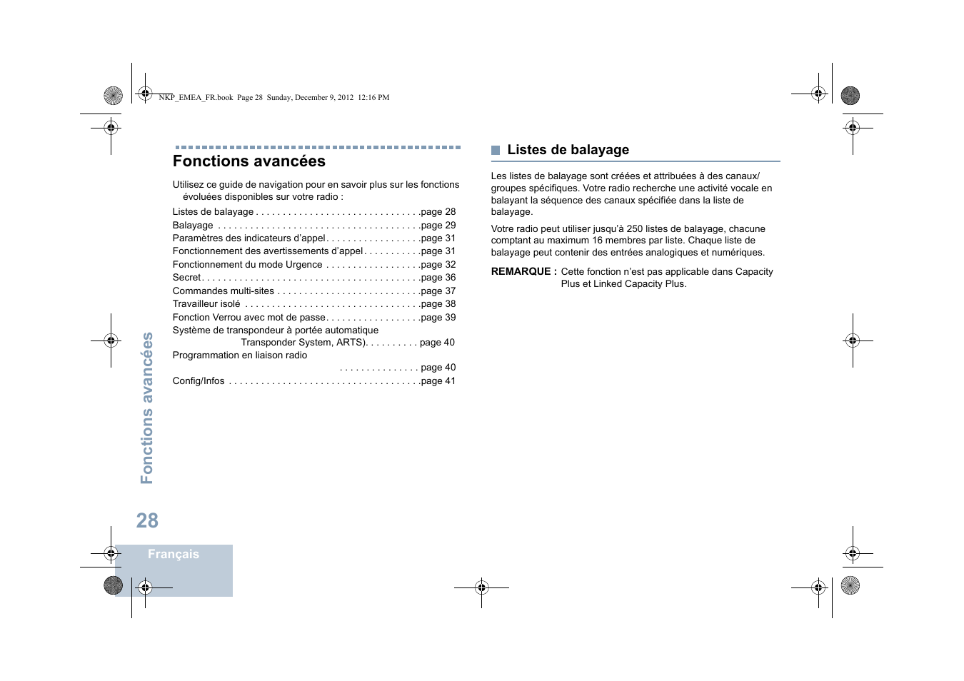 Fonctions avancées, Listes de balayage | Motorola DP 2400 User Manual | Page 140 / 472