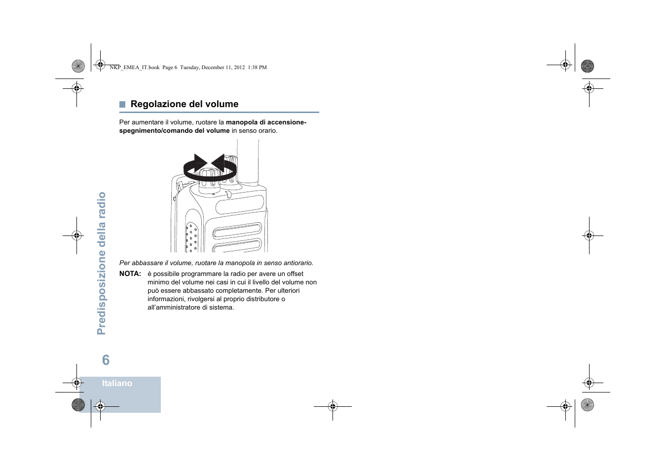 Regolazione del volume | Motorola DP 2400 User Manual | Page 170 / 472