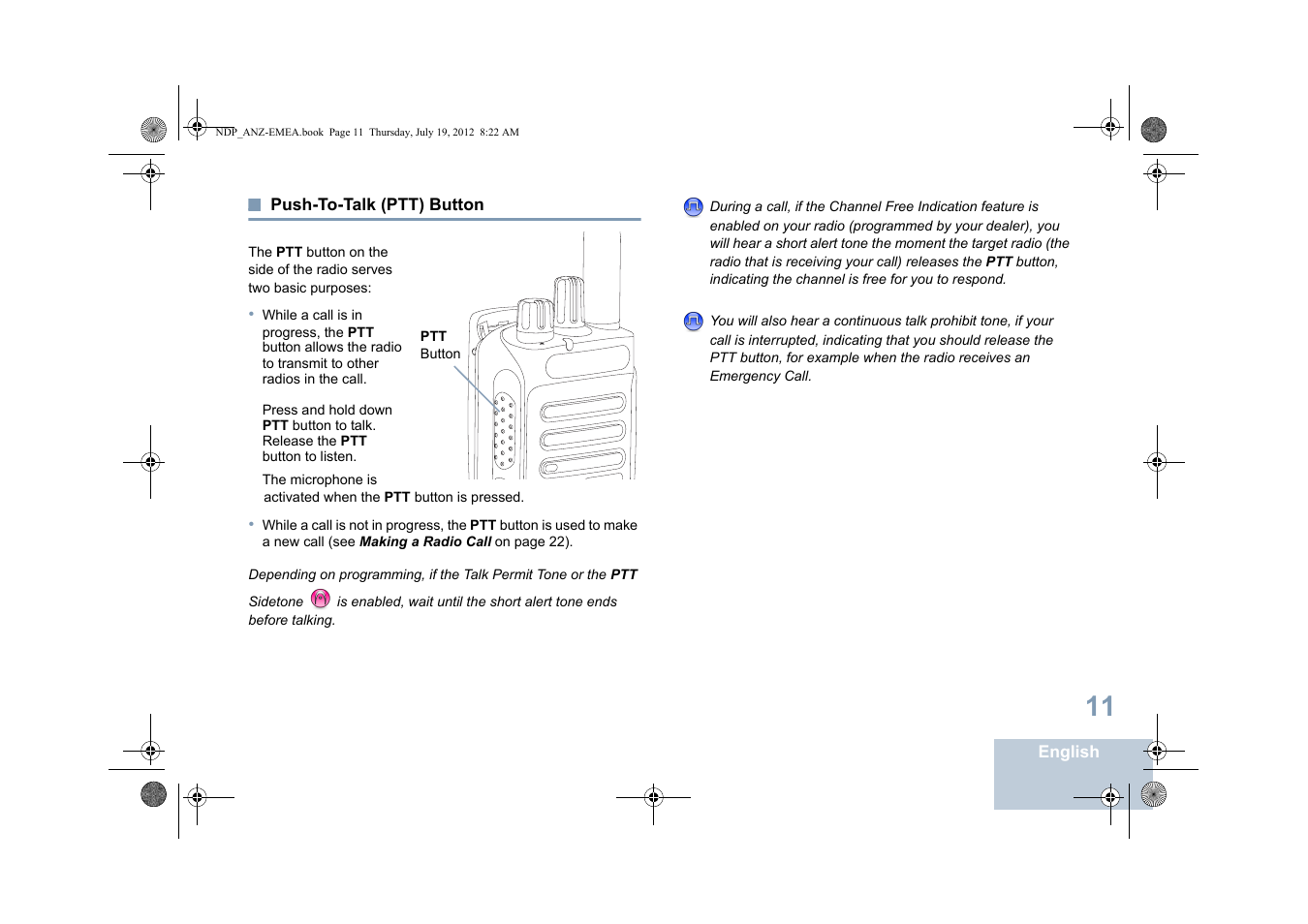 Push-to-talk (ptt) button | Motorola DP 2400 User Manual | Page 19 / 472