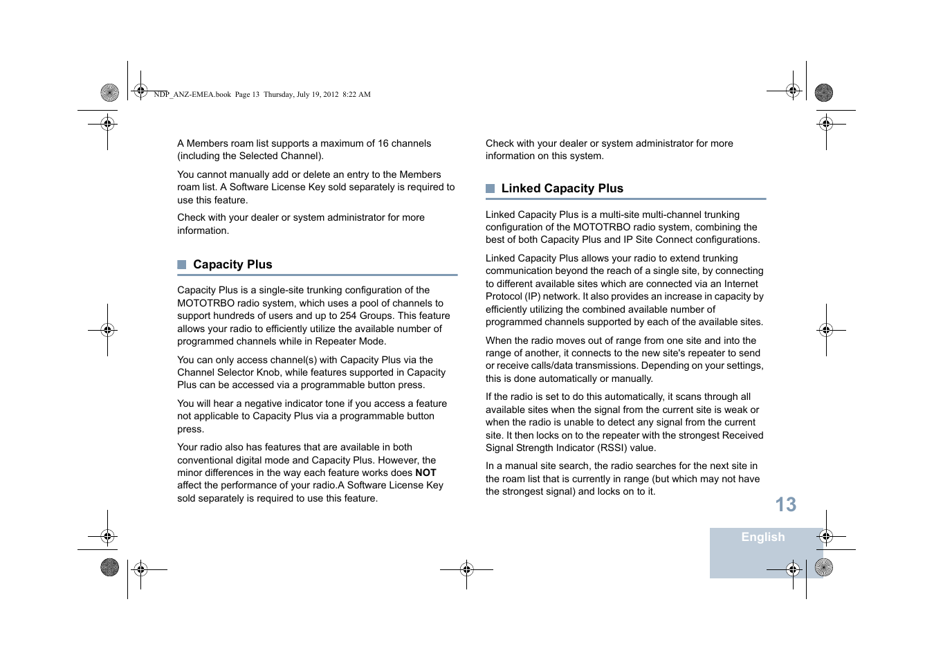 Capacity plus, Linked capacity plus, Capacity plus linked capacity plus | See linked capacity plus | Motorola DP 2400 User Manual | Page 21 / 472