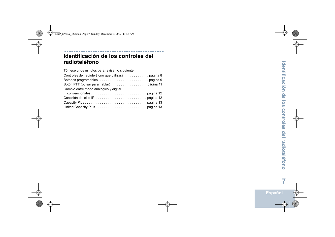 Identificación de los controles del radioteléfono | Motorola DP 2400 User Manual | Page 223 / 472