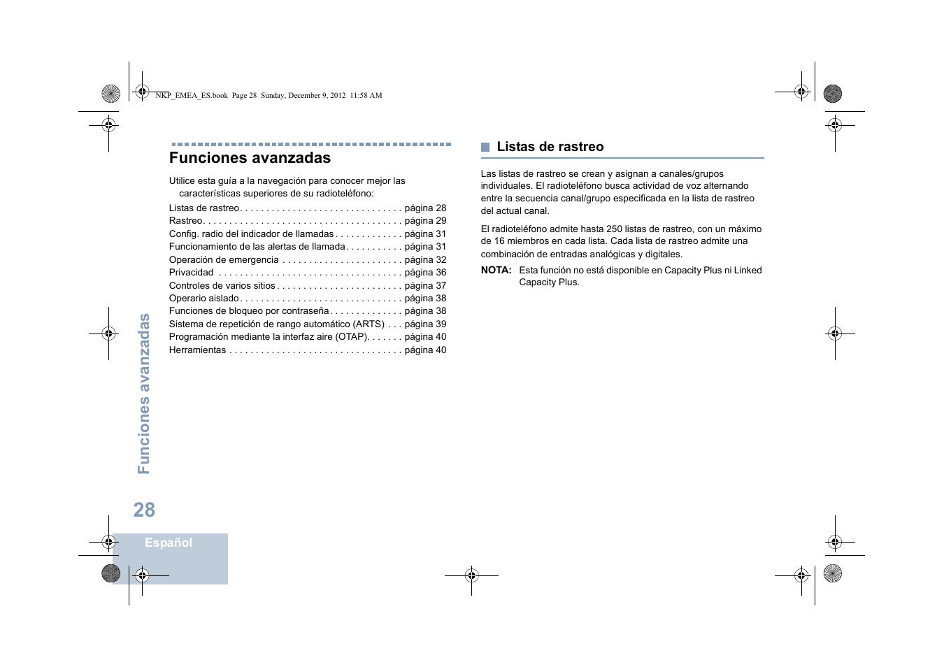 Funciones avanzadas, Listas de rastreo | Motorola DP 2400 User Manual | Page 244 / 472