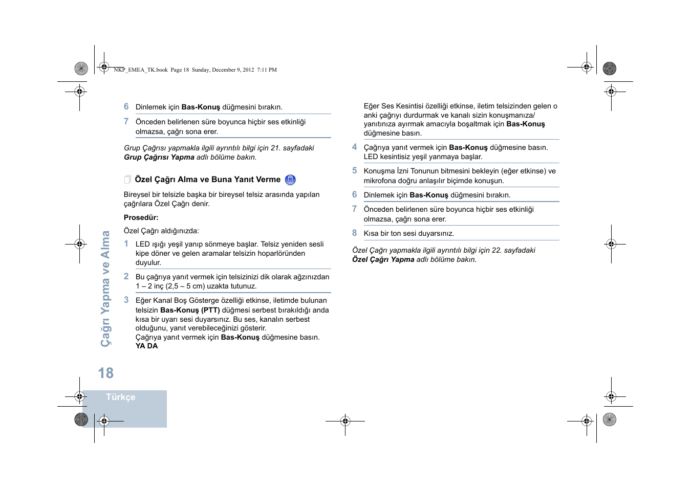 Özel çağrı alma ve buna yanıt verme | Motorola DP 2400 User Manual | Page 286 / 472