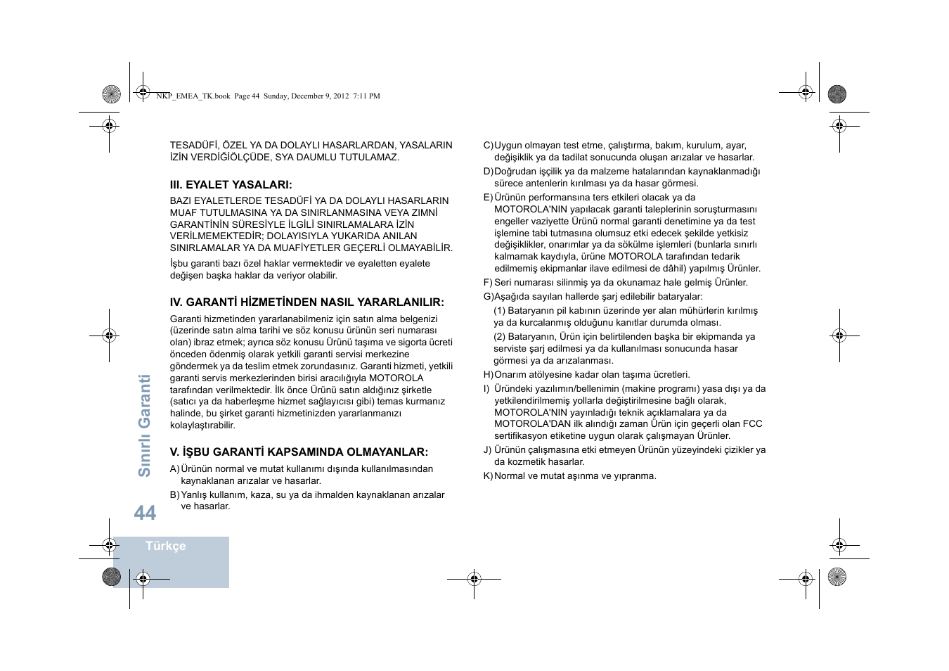 Sın ırl ı garanti | Motorola DP 2400 User Manual | Page 312 / 472