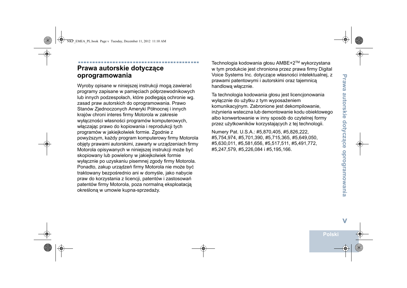 Prawa autorskie dotyczące oprogramowania | Motorola DP 2400 User Manual | Page 319 / 472