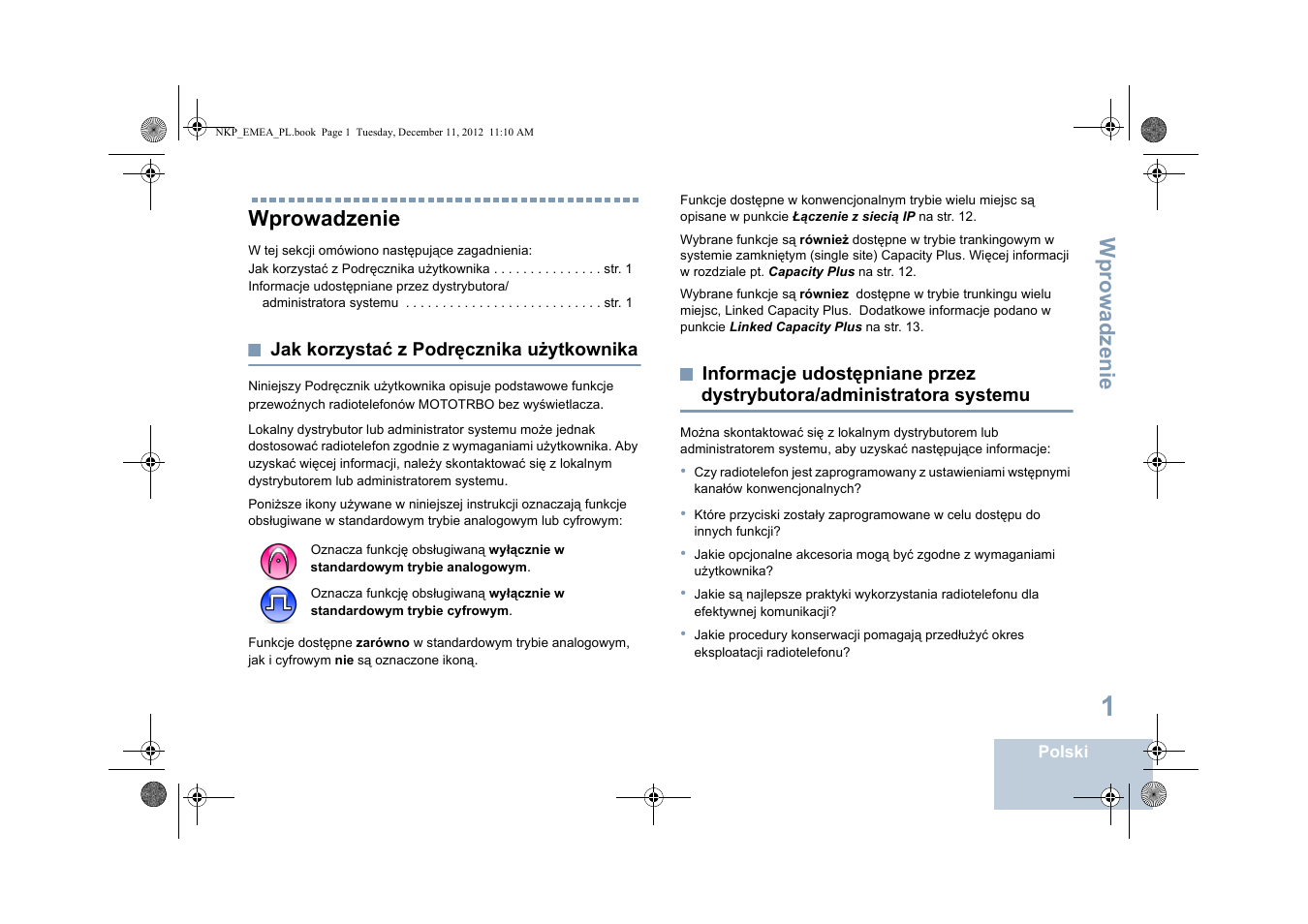 Wprowadzenie, Jak korzystać z podręcznika użytkownika, Administratora systemu | Motorola DP 2400 User Manual | Page 321 / 472