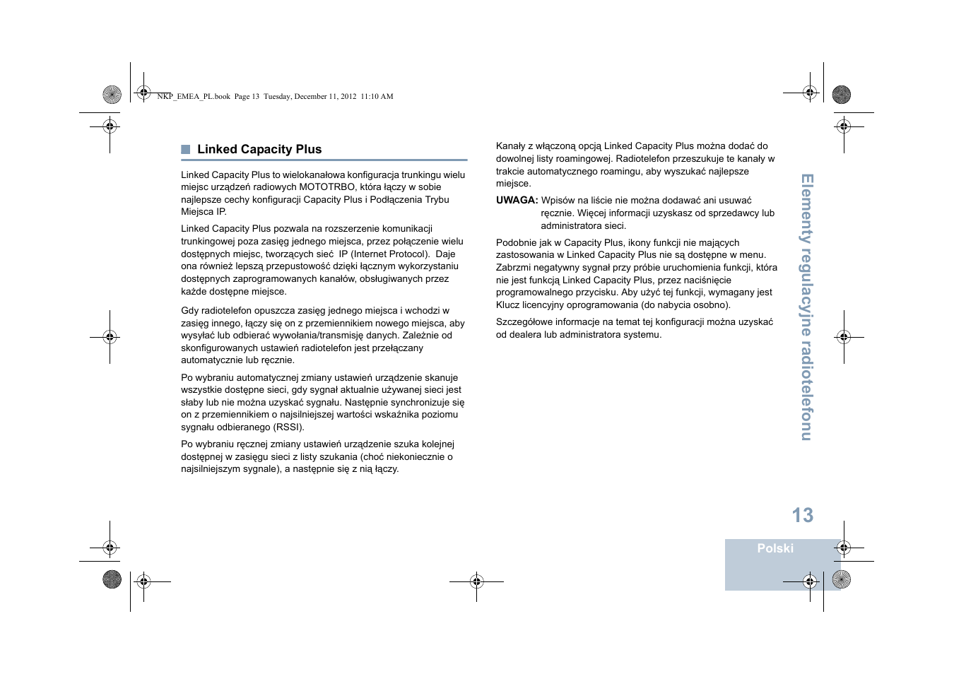 Linked capacity plus, Elementy regulacyjne radiotelefonu | Motorola DP 2400 User Manual | Page 333 / 472