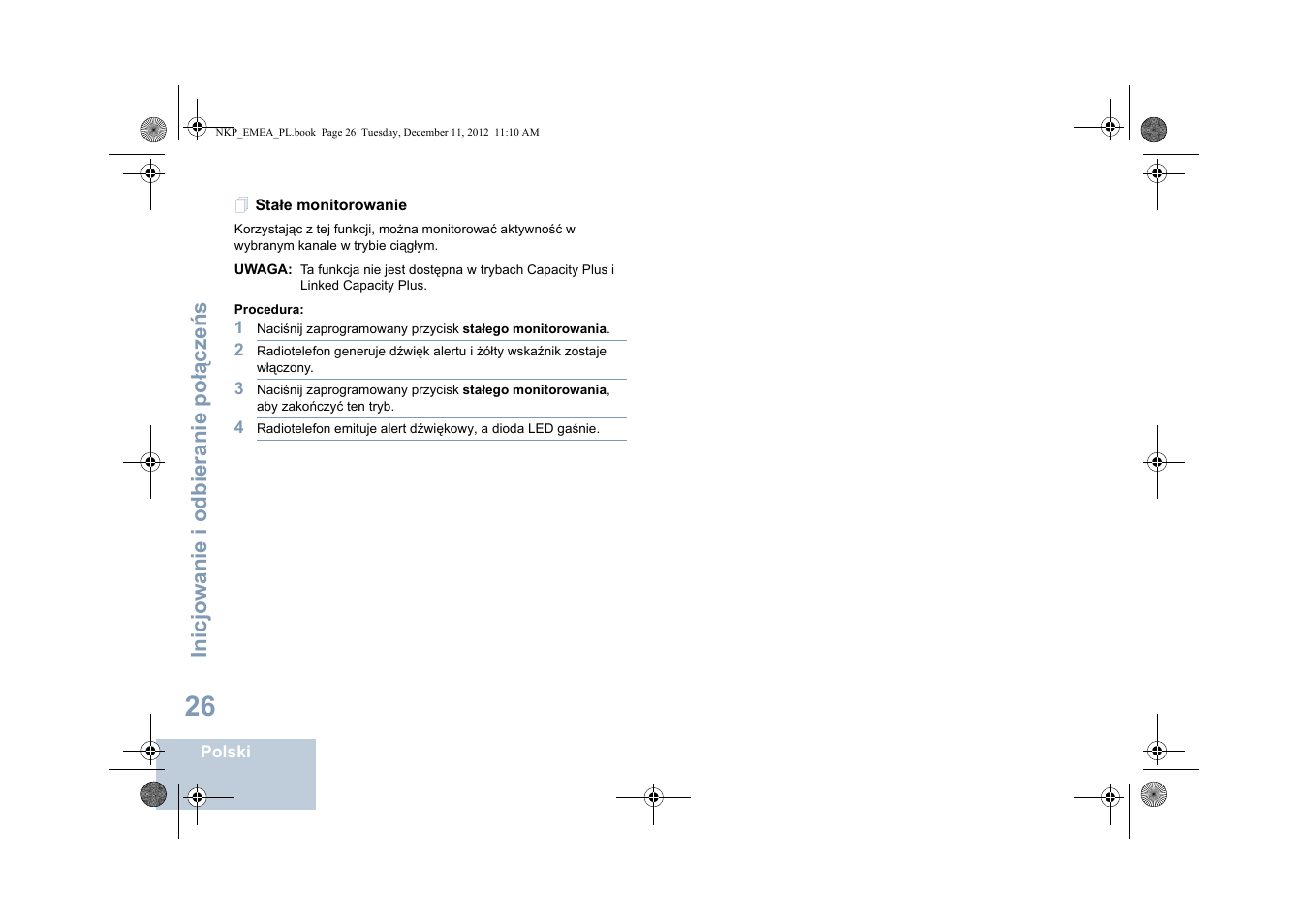 Stałe monitorowanie | Motorola DP 2400 User Manual | Page 346 / 472