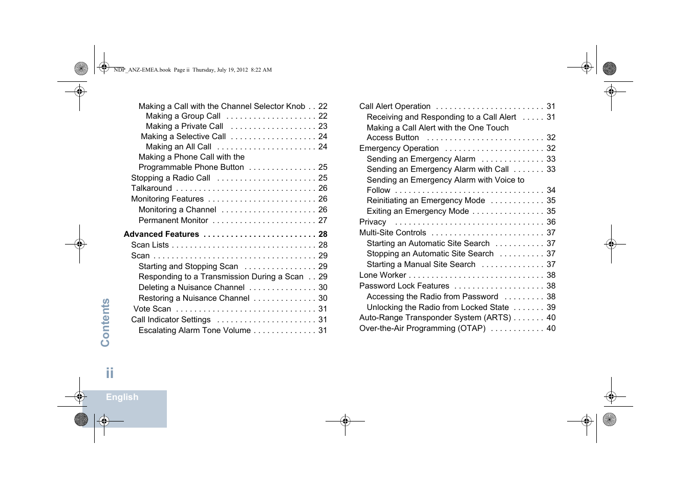 Content s | Motorola DP 2400 User Manual | Page 4 / 472