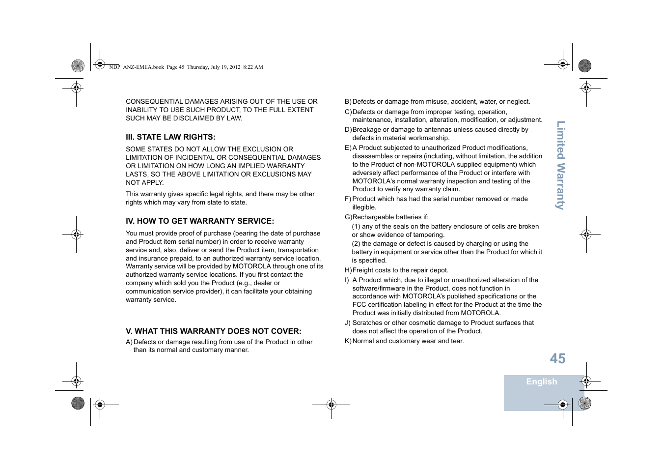 Li mit ed w arra nty | Motorola DP 2400 User Manual | Page 53 / 472