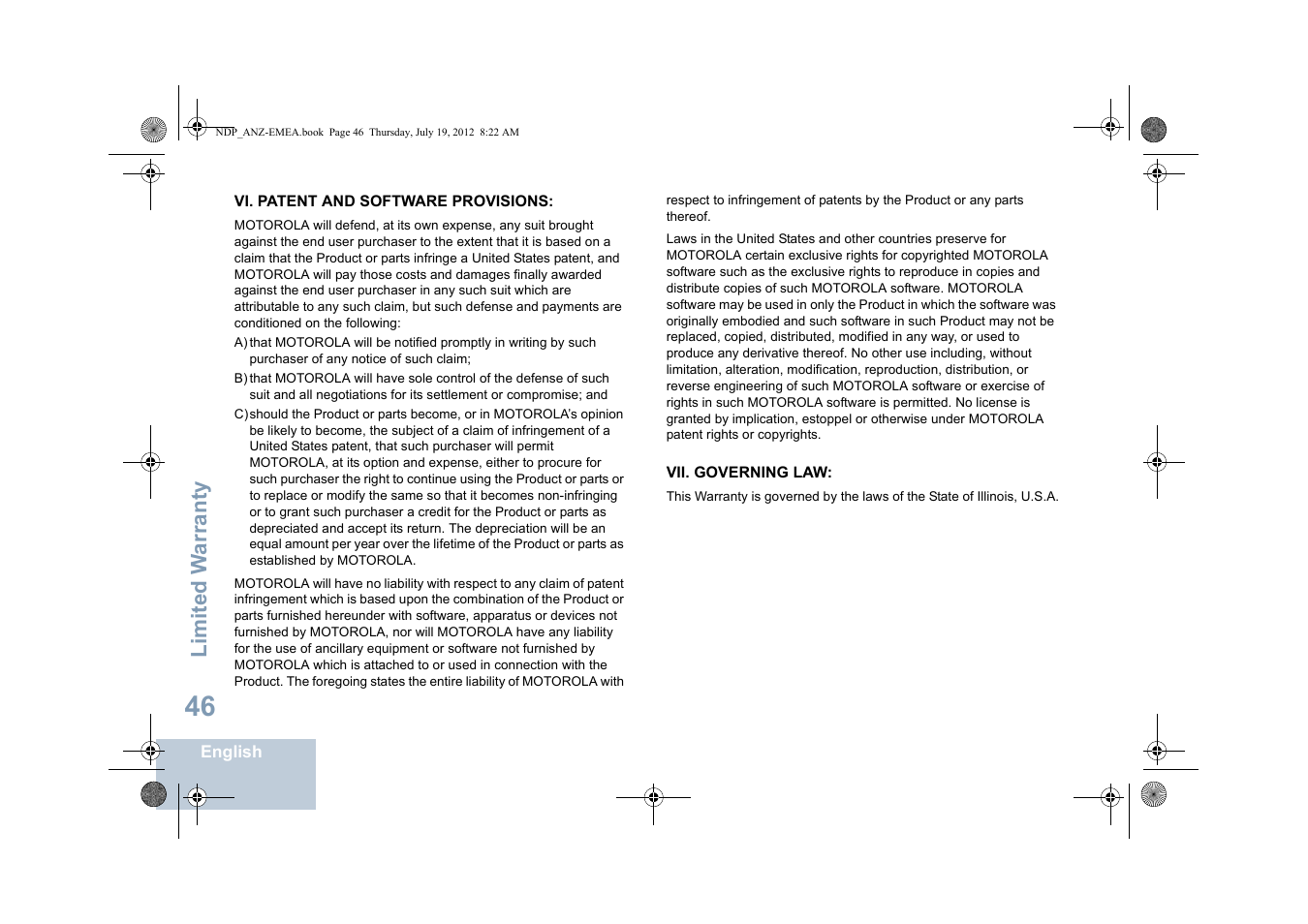 Limited w arranty | Motorola DP 2400 User Manual | Page 54 / 472