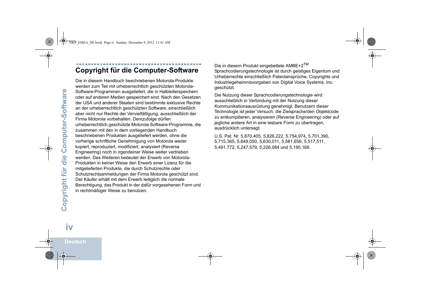 Copyright für die computer-software | Motorola DP 2400 User Manual | Page 58 / 472