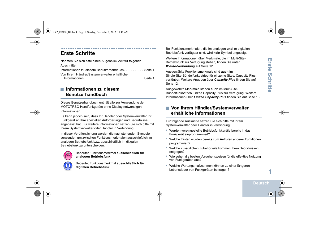 Erste schritte, Informationen zu diesem benutzerhandbuch, Informationen | Motorola DP 2400 User Manual | Page 61 / 472