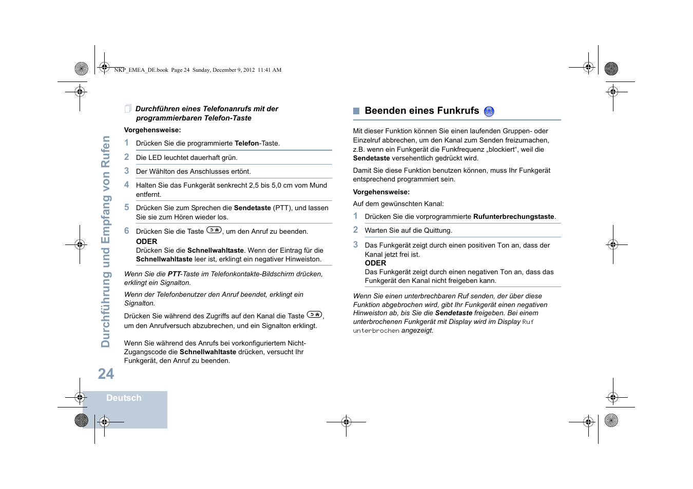 Beenden eines funkrufs, Seite 24 | Motorola DP 2400 User Manual | Page 84 / 472