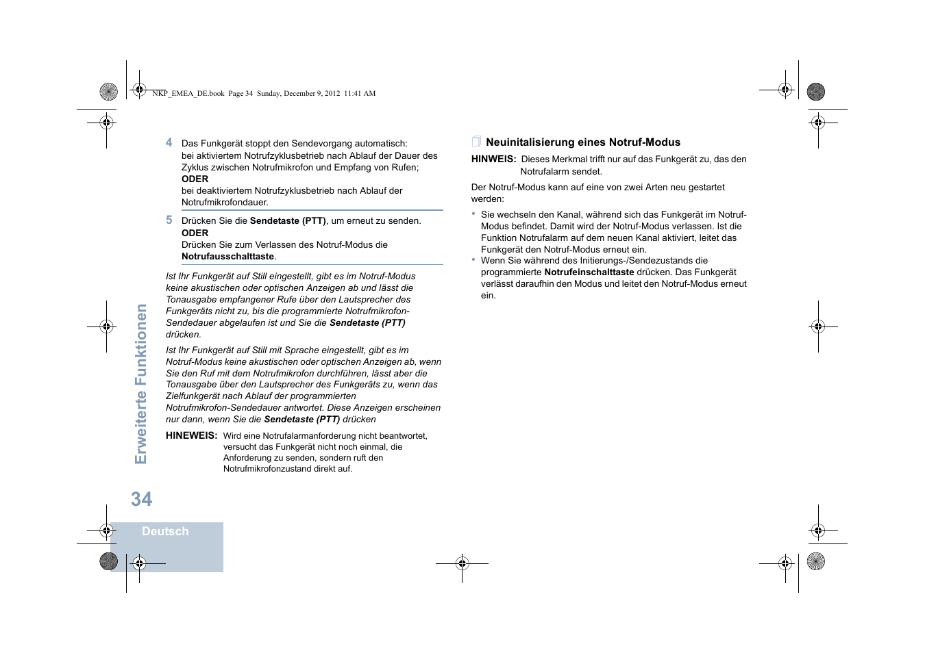 Neuinitalisierung eines notruf-modus, Erweiterte funktionen | Motorola DP 2400 User Manual | Page 94 / 472