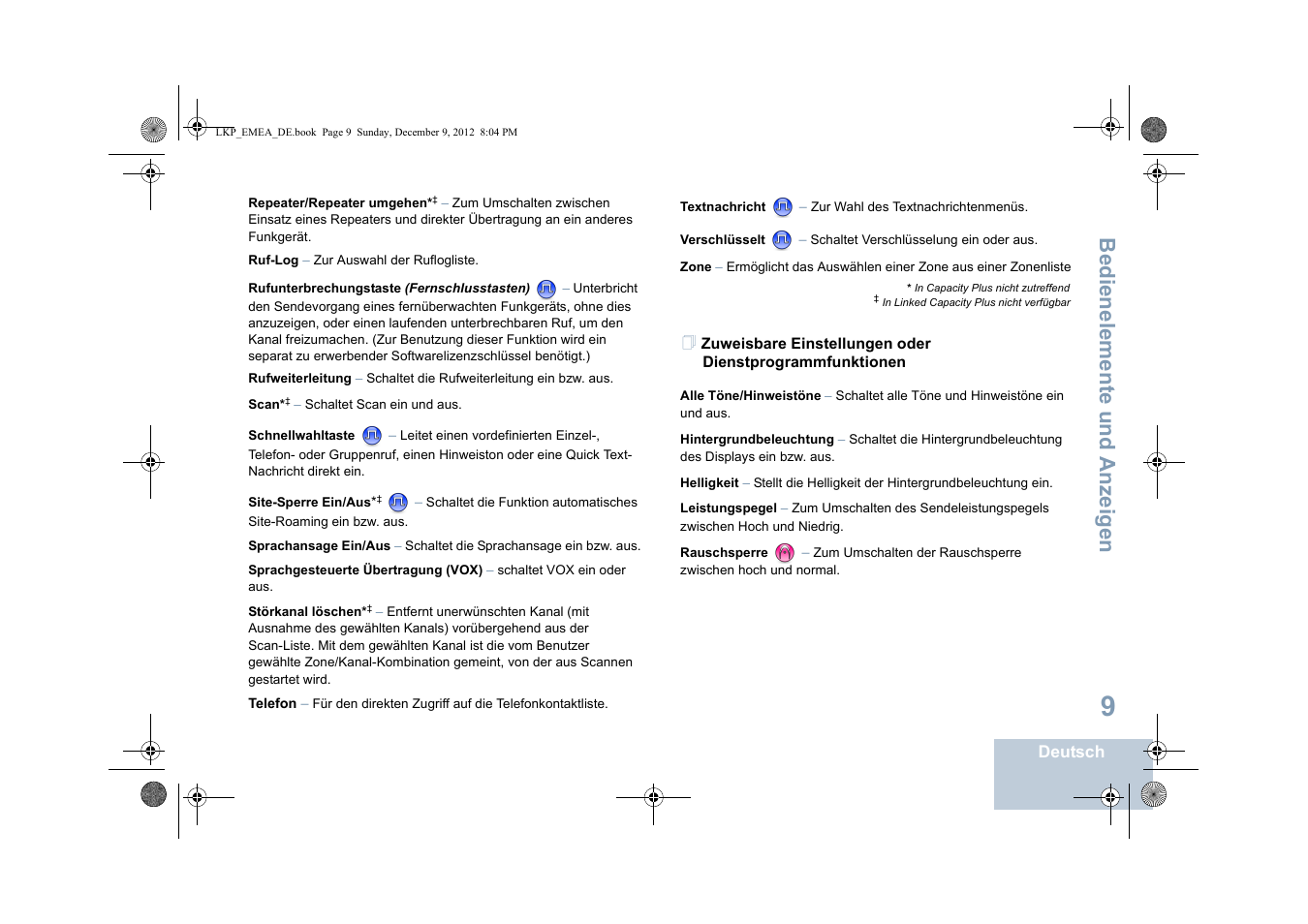 Bedienelemente und anzeigen | Motorola DP 2600 User Manual | Page 115 / 900