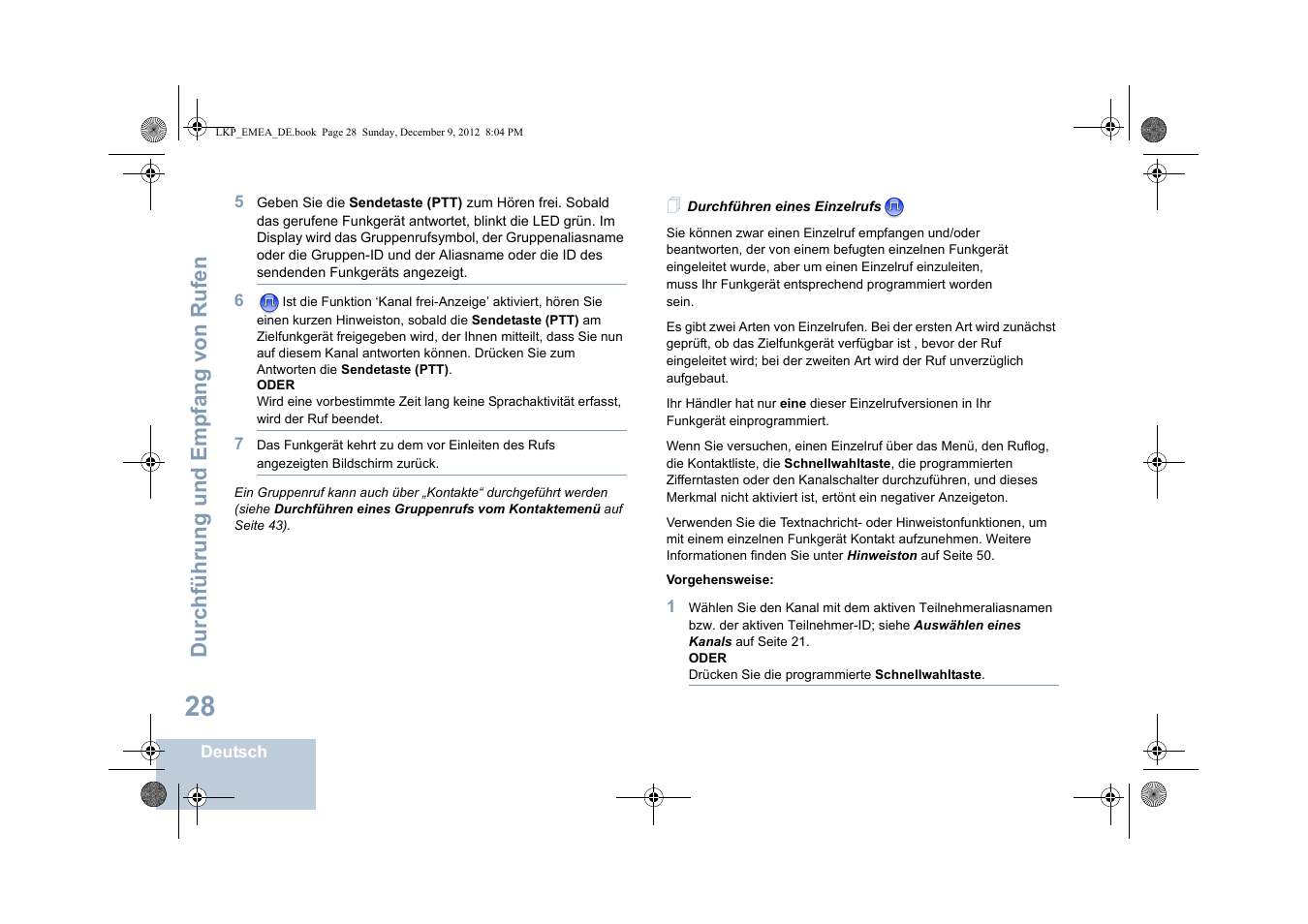 Durchführen eines einzelrufs | Motorola DP 2600 User Manual | Page 134 / 900