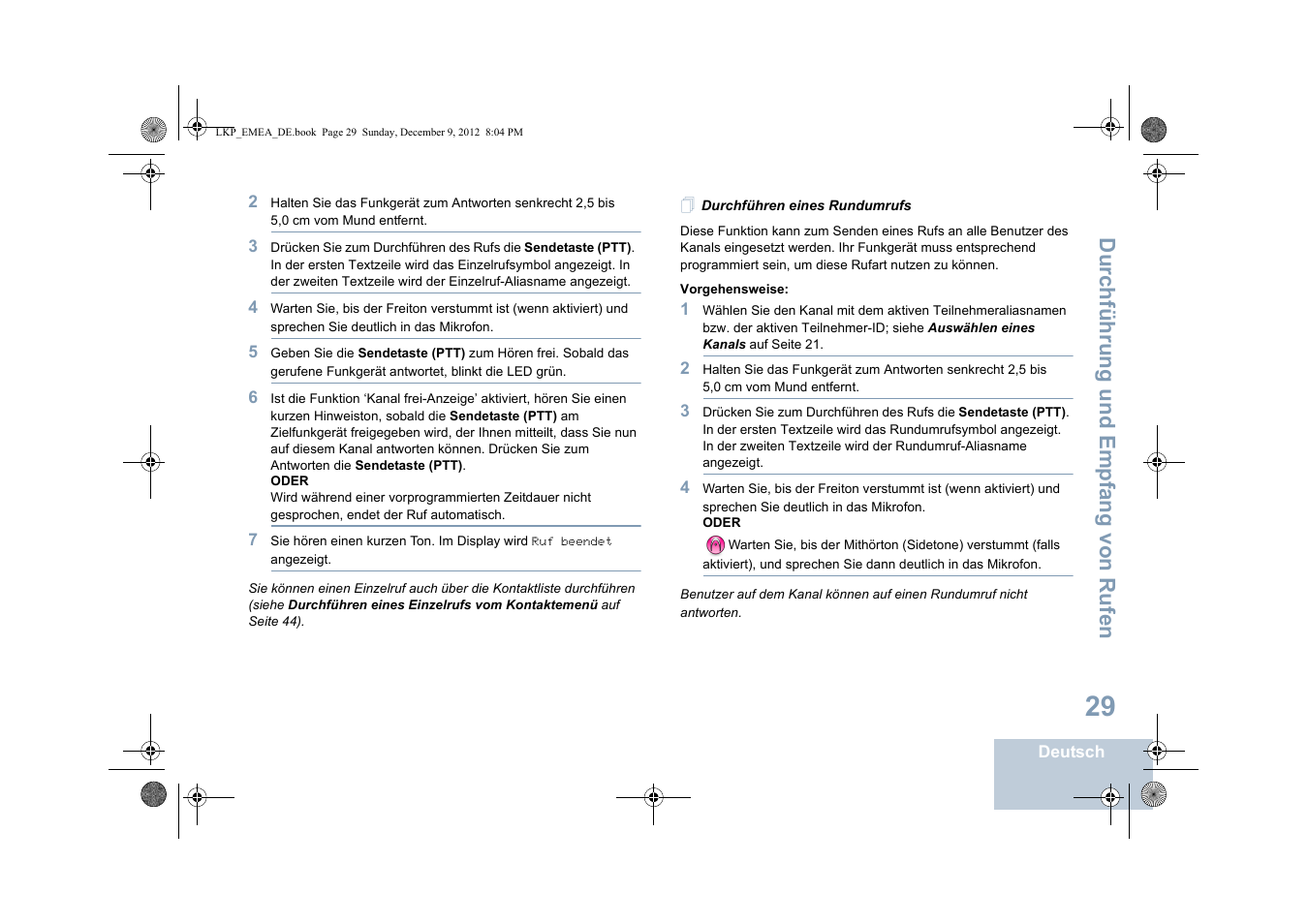 Durchführen eines rundumrufs | Motorola DP 2600 User Manual | Page 135 / 900