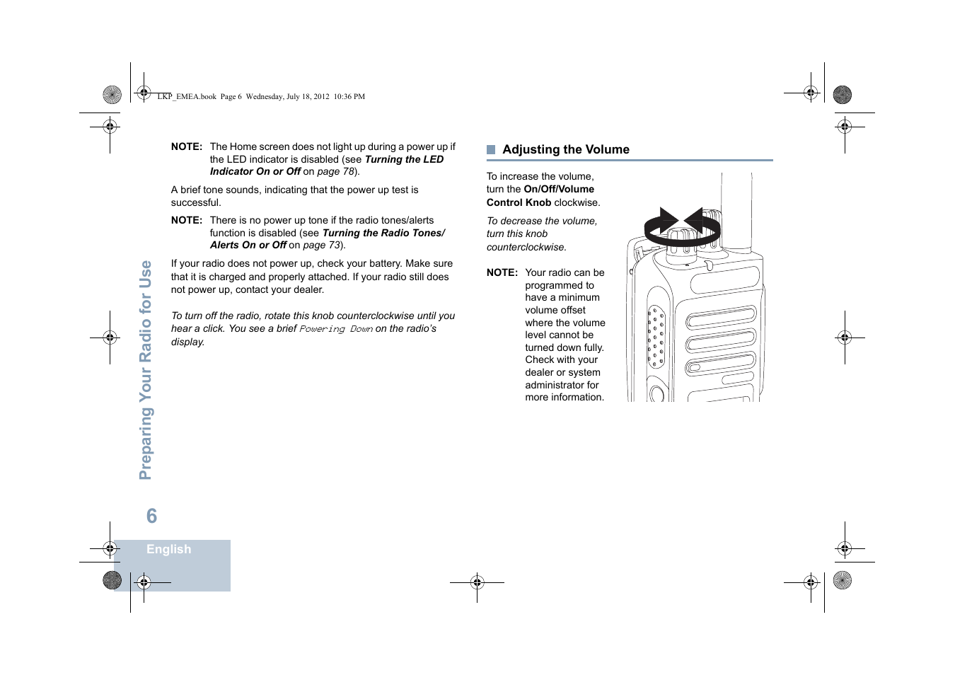 Adjusting the volume | Motorola DP 2600 User Manual | Page 16 / 900