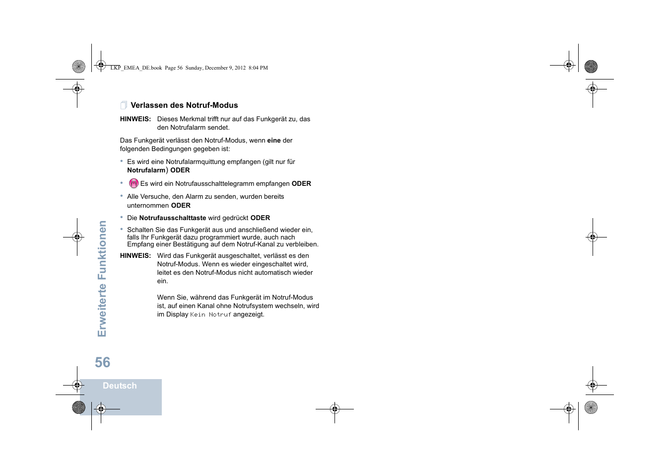 Verlassen des notruf-modus, Erweiterte funktionen | Motorola DP 2600 User Manual | Page 162 / 900