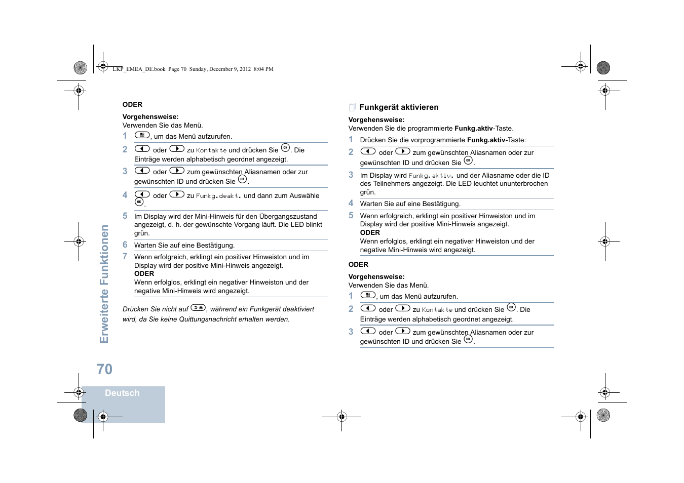 Funkgerät aktivieren, Erweiterte funktionen | Motorola DP 2600 User Manual | Page 176 / 900